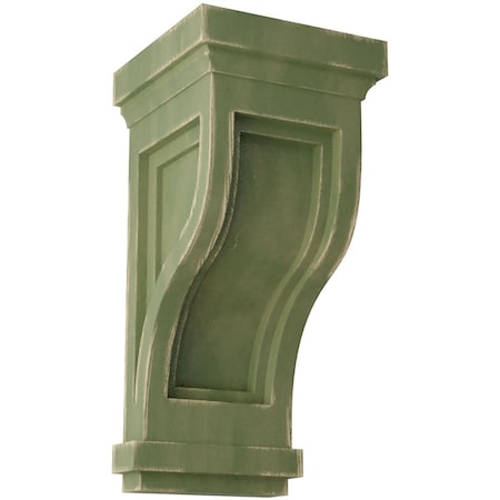 Ekena Millwork 4 3/4"W x 5"D x 10"H Traditional Recessed Wood Vintage Decor Corbel, Restoration Green CORWD04X05X10TRGR